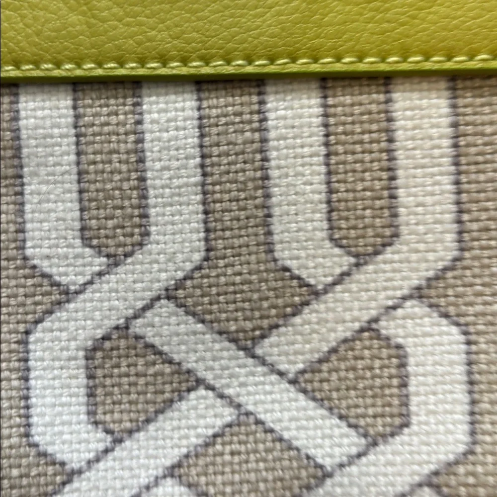 SPARTINA 449 NWTS WRISTLET LIME GREEN TAN/BEIGE/BURNT ORANGE LINEN AND LEATHER